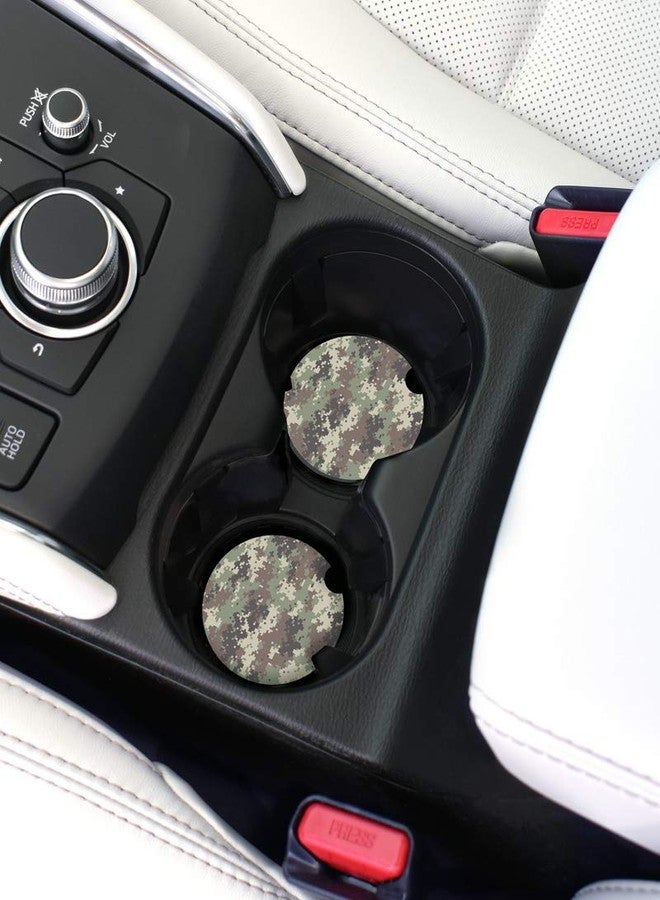 Elektroplate Camo Automotive Ceramic Coasters (2.6" Diameter) | Universal Fit for All Cars, Trucks, SUVs, and More | Absorbent Non-Slip Durable | Set of 2 - Image 2